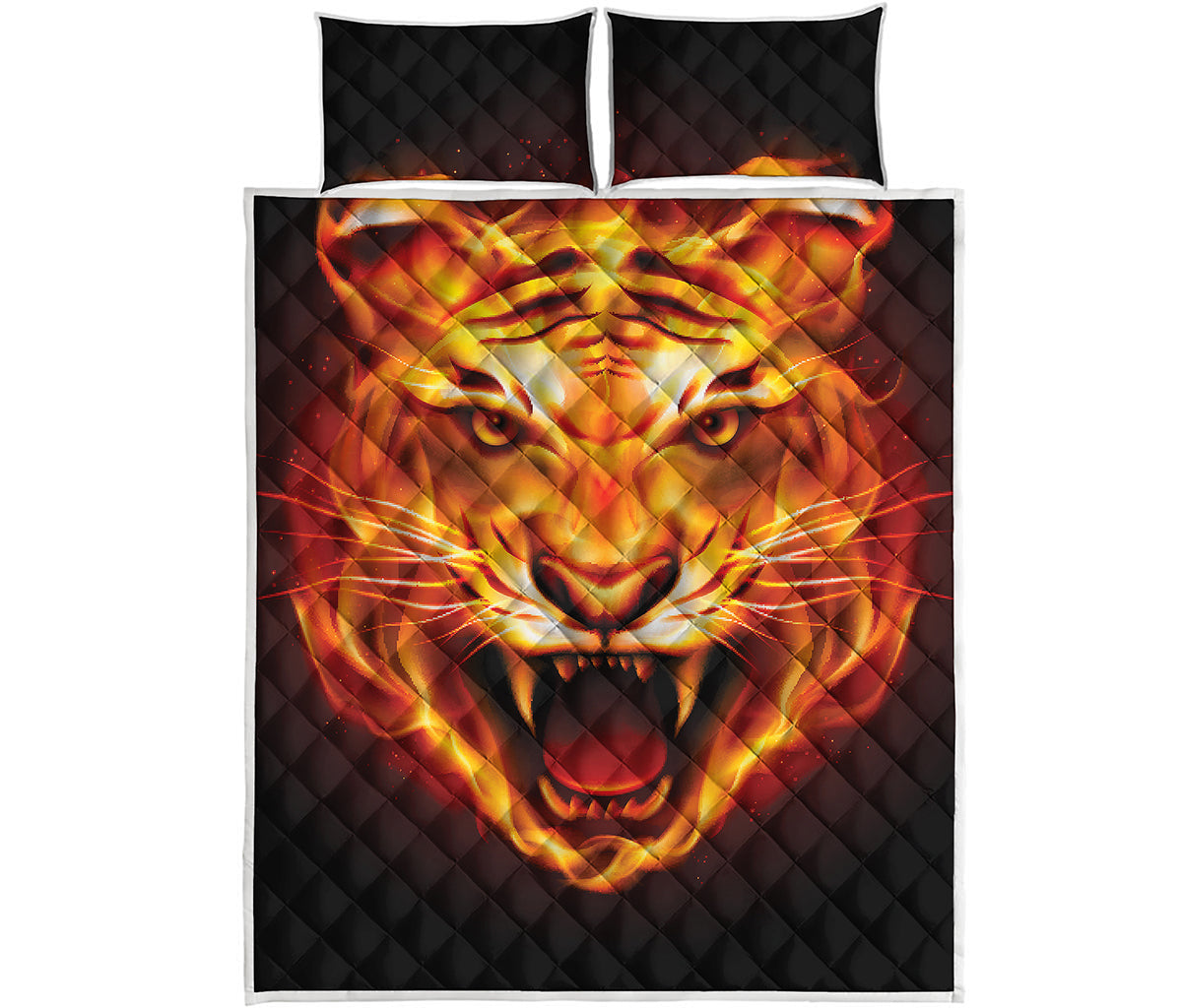 Flame Tiger Print Quilt Bed Set