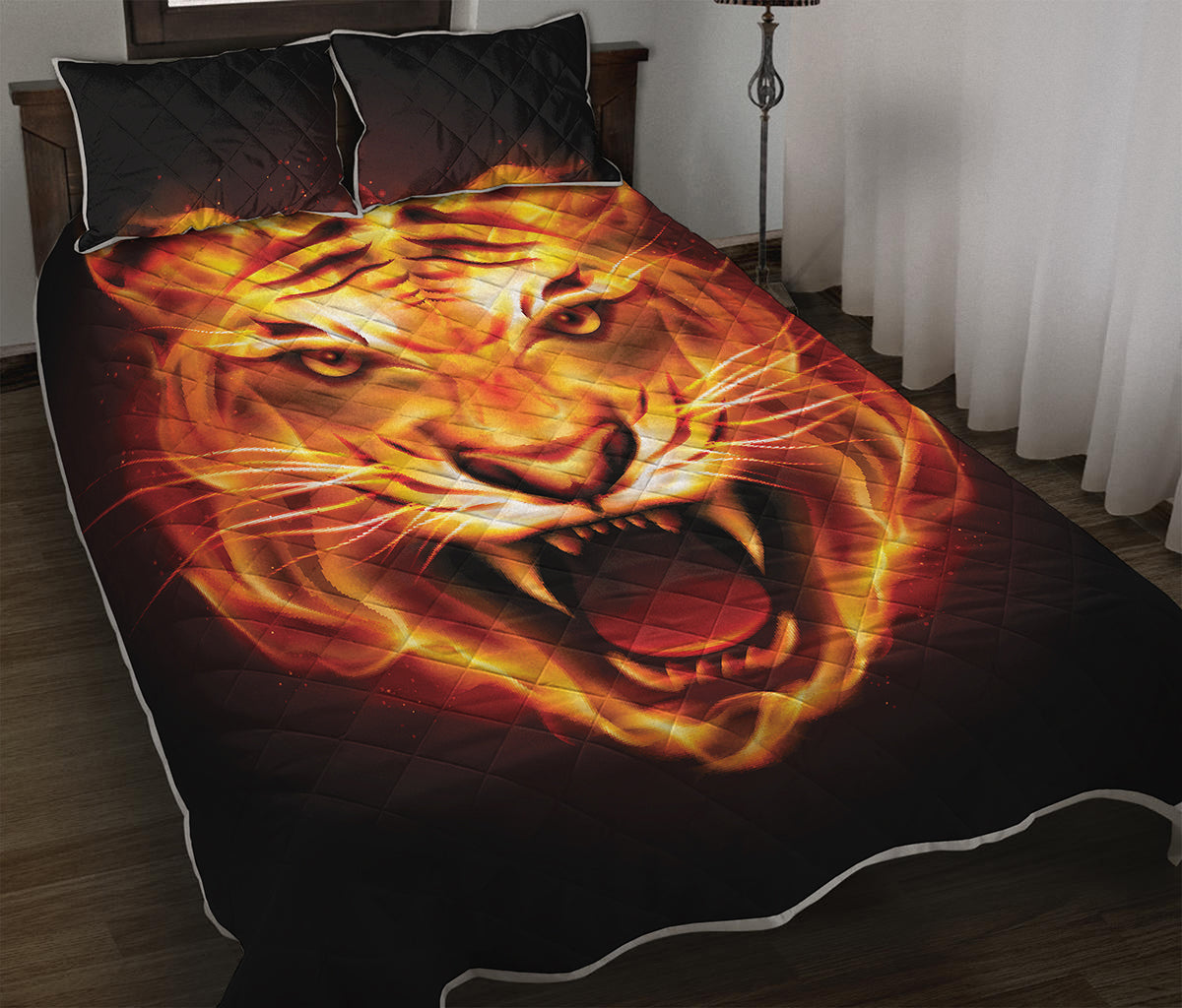 Flame Tiger Print Quilt Bed Set