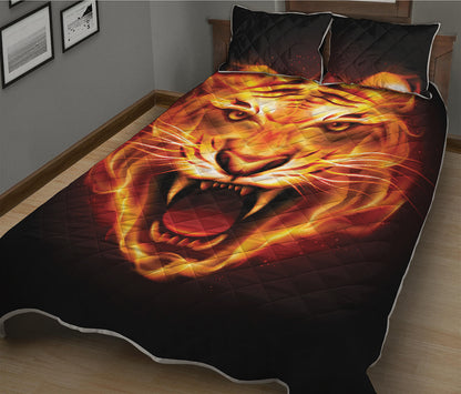 Flame Tiger Print Quilt Bed Set