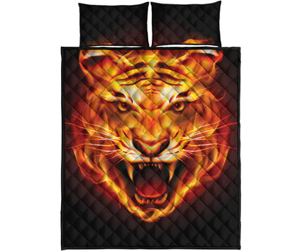 Flame Tiger Print Quilt Bed Set
