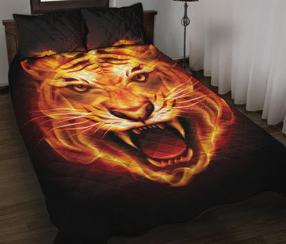 Flame Tiger Print Quilt Bed Set