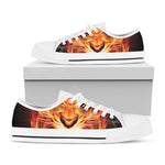Flame Tiger Print White Low Top Shoes