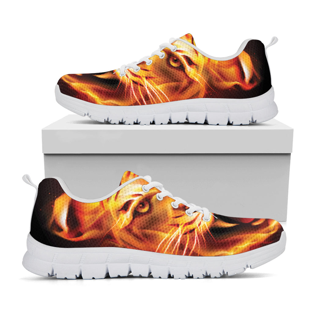 Flame Tiger Print White Sneakers