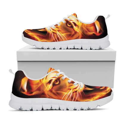 Flame Tiger Print White Sneakers