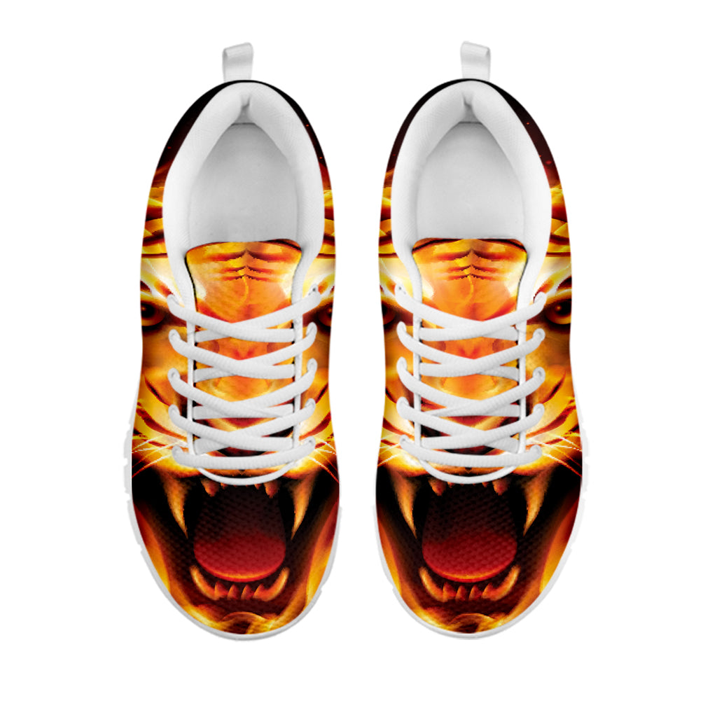 Flame Tiger Print White Sneakers