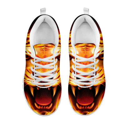 Flame Tiger Print White Sneakers