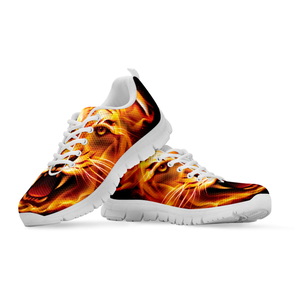 Flame Tiger Print White Sneakers