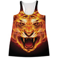 Flame Tiger Print Women's Racerback Tank Top