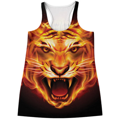Flame Tiger Print Women's Racerback Tank Top