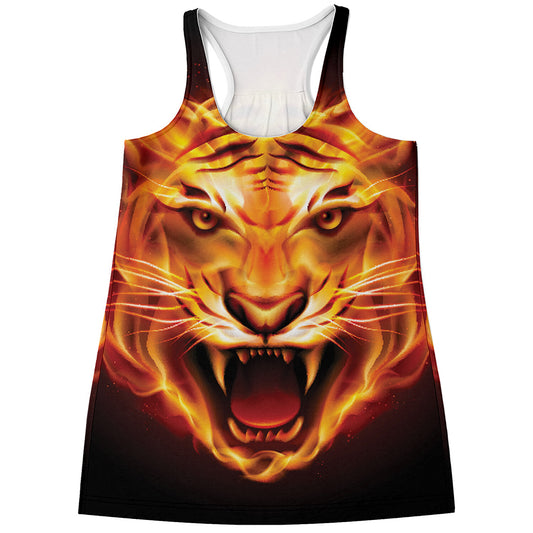 Flame Tiger Print Women's Racerback Tank Top
