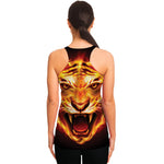 Flame Tiger Print Women's Racerback Tank Top