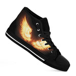 Flame Wings Print Black High Top Shoes