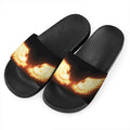 Flame Wings Print Black Slide Sandals