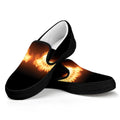 Flame Wings Print Black Slip On Sneakers