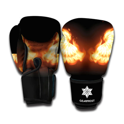 Flame Wings Print Boxing Gloves
