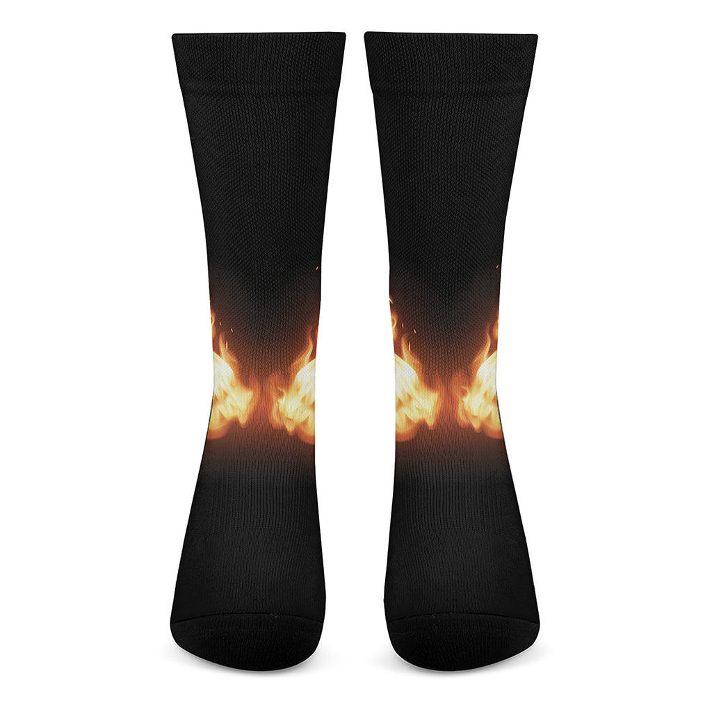 Flame Wings Print Crew Socks