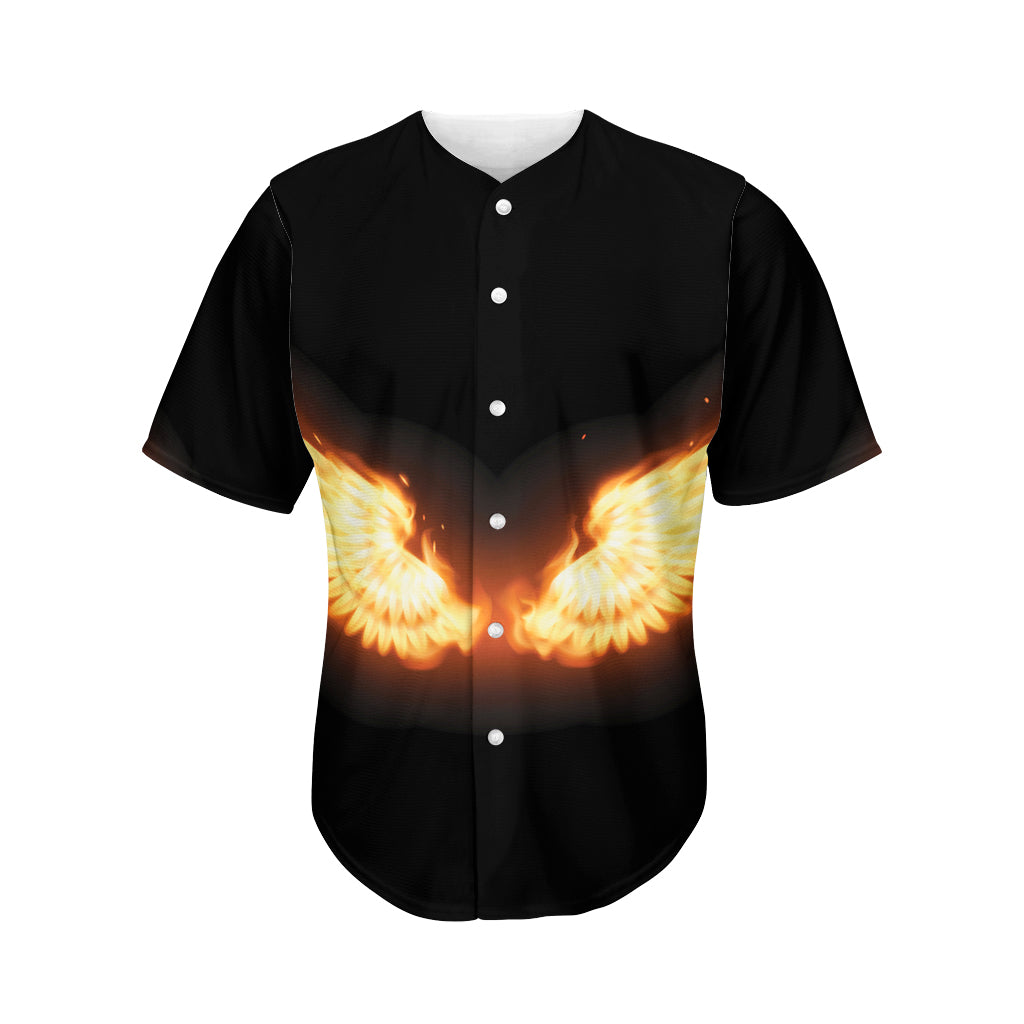 Flame Wings Print Men's Baseball Jersey