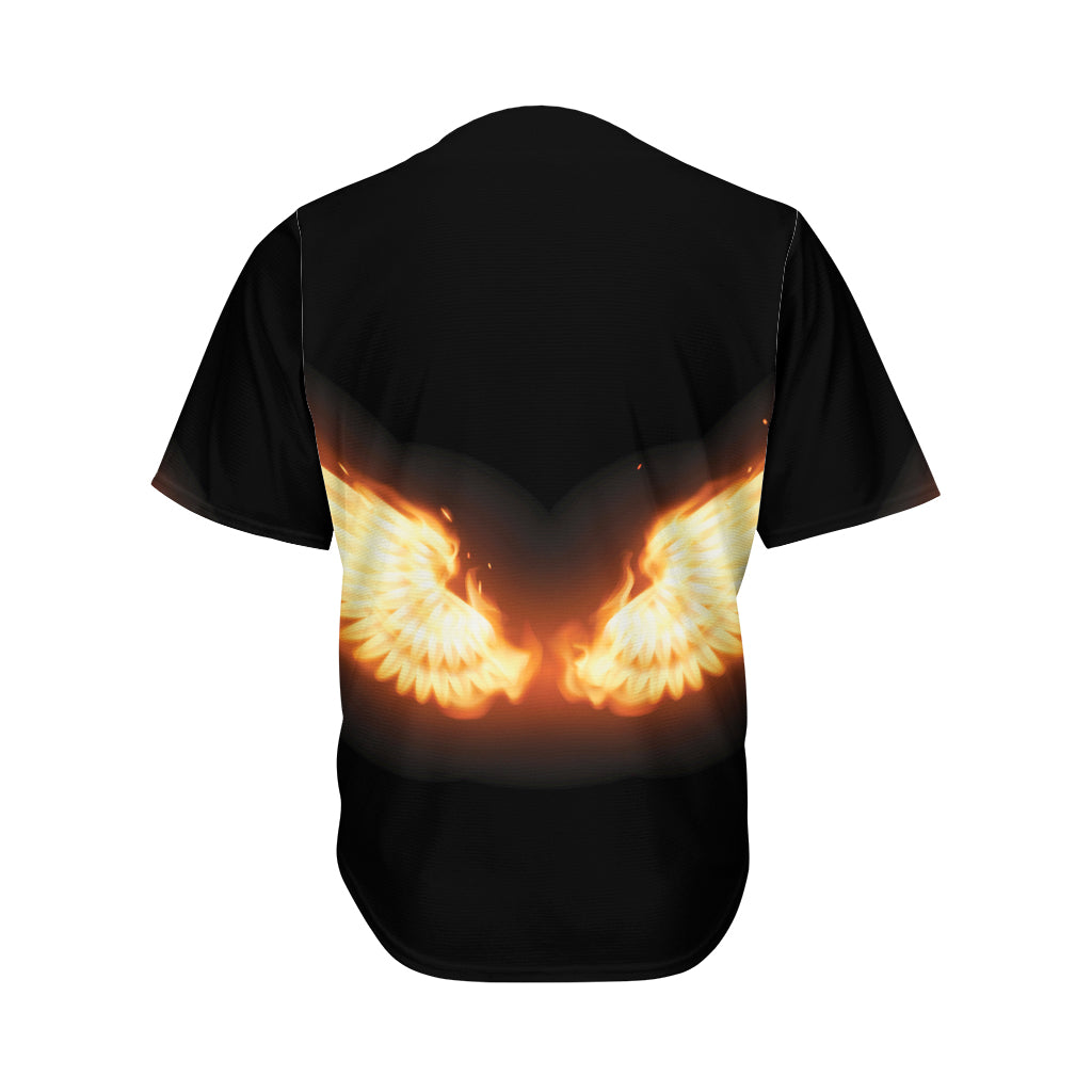 Flame Wings Print Men's Baseball Jersey