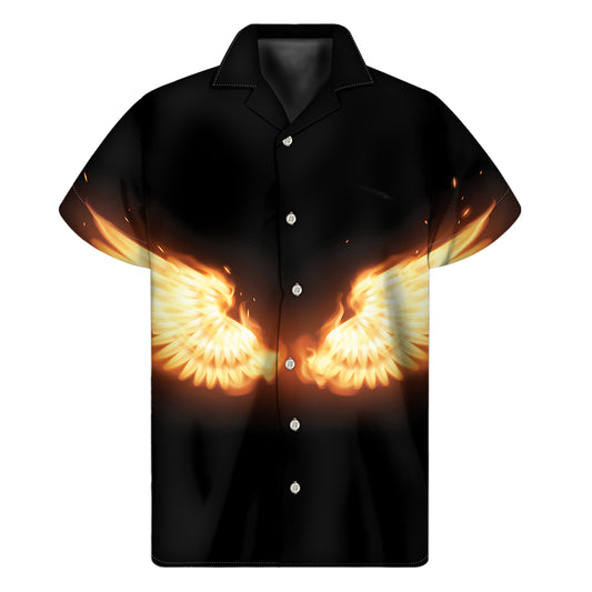 Flame Wings Print Men's Short Sleeve Shirt