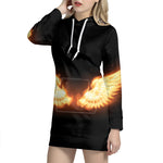 Flame Wings Print Pullover Hoodie Dress