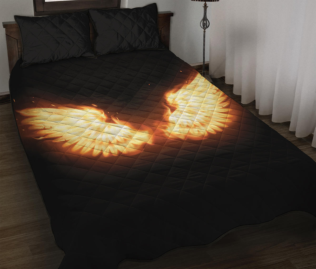 Flame Wings Print Quilt Bed Set