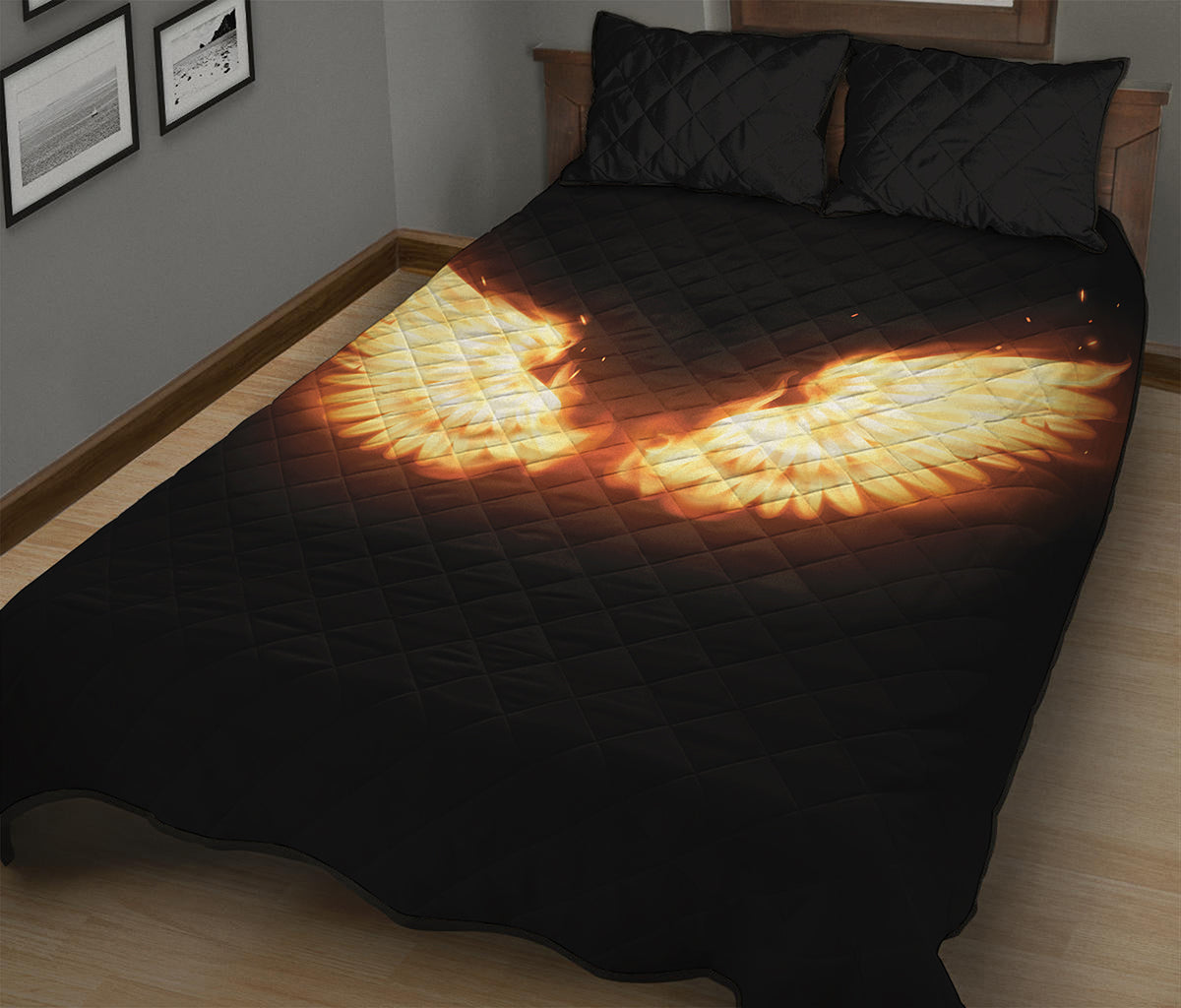 Flame Wings Print Quilt Bed Set