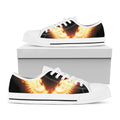 Flame Wings Print White Low Top Sneakers