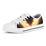 Flame Wings Print White Low Top Shoes