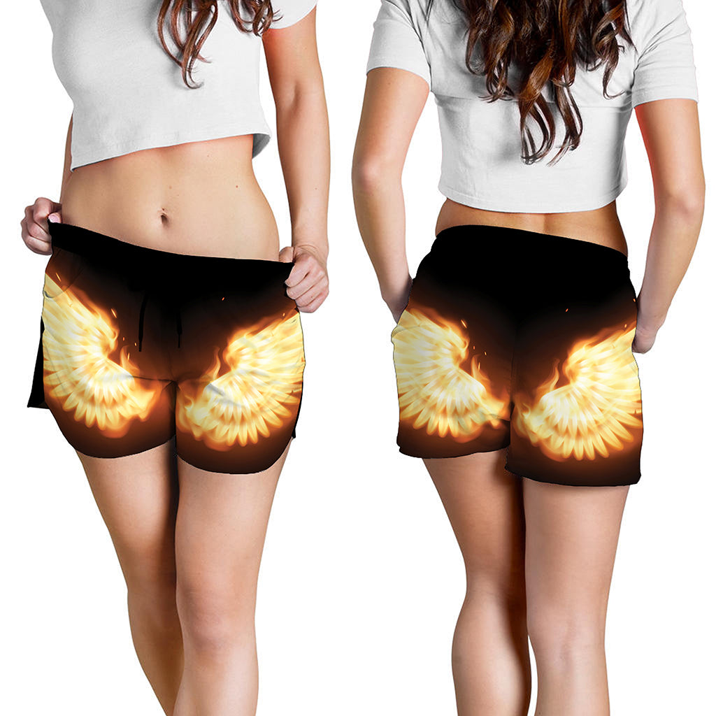 Flame Wings Print Women's Shorts