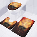 Flaming Demon Skull Print 3 Piece Bath Mat Set
