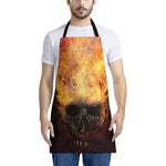 Flaming Demon Skull Print Apron