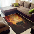 Flaming Demon Skull Print Floor Mat