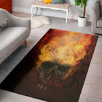 Flaming Demon Skull Print Area Rug