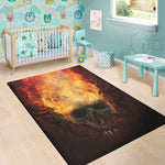 Flaming Demon Skull Print Area Rug