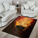 Flaming Demon Skull Print Area Rug