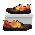 Flaming Demon Skull Print Black Running Shoes