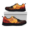 Flaming Demon Skull Print Black Sneakers