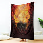 Flaming Demon Skull Print Blanket