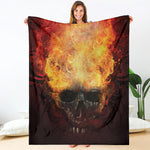 Flaming Demon Skull Print Blanket