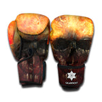 Flaming Demon Skull Print Boxing Gloves