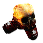 Flaming Demon Skull Print Boxing Gloves