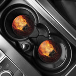 Flaming Demon Skull Print Car Coasters