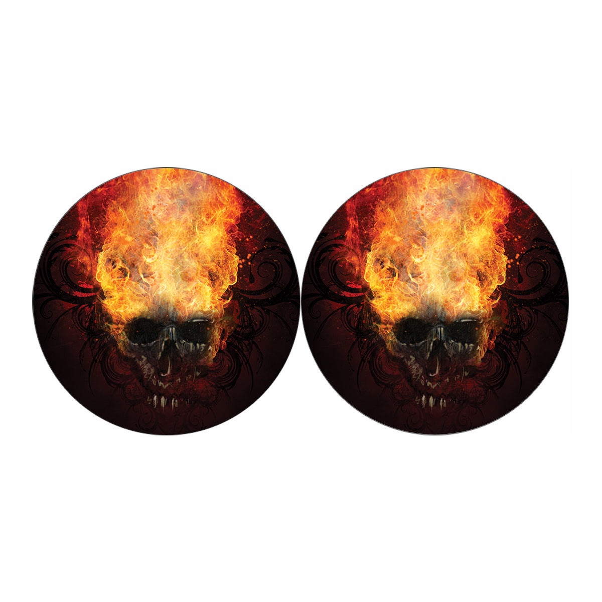 Flaming Demon Skull Print Car Coasters