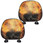 Flaming Demon Skull Print Car Headrest Covers