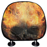 Flaming Demon Skull Print Car Headrest Covers