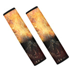 Flaming Demon Skull Print Car Seat Belt Covers