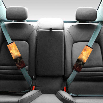 Flaming Demon Skull Print Car Seat Belt Covers