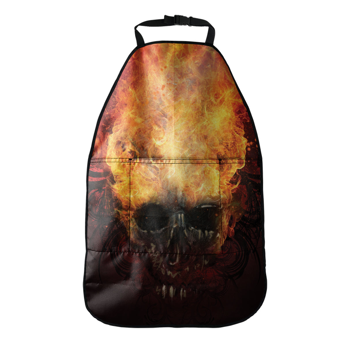 Flaming Demon Skull Print Car Seat Organizers