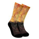 Flaming Demon Skull Print Crew Socks