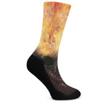 Flaming Demon Skull Print Crew Socks